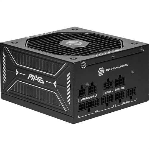MSI mag A750GLS PCIe 5 – Fuente de Alimentación 750W 80 Plus Gold, Compatible con NVIDIA RTX Series, Conector 12VHPWR, Full Modular, Ventilador Silencioso – PSU Gaming