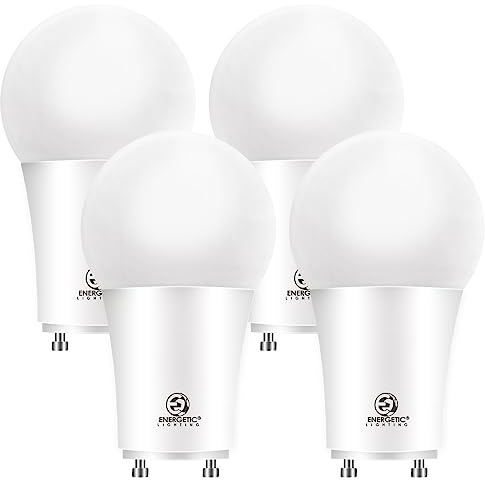 Energetic LED GU24 Light Bulb, A19 Shape 100 Watt Equivalent (11W), 5000K Daylight, 1400 Lumens High Output, Non-Dimmable, 2 Pin LED Light Bulb, ETL Listed, 4 Packs