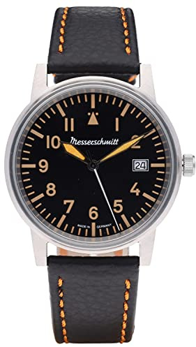 Messerschmitt Unisex-Fliegeruhr Schwarz/Orange ME-385OBL