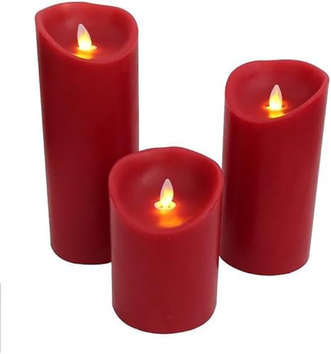 Luna24 simply great ideas... Magische Elektromagnetische Kerze, 3er-Set Farbe BORDEAUX Grössen, 13,18 und 23 cm, mit beweglichem Docht.
