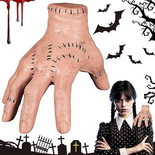 MOYKSRR Onsdag Händer Latex Händer Onsdag Familj Hand Cosplay Foto Rekvisita Realistiskt Ärrad Latex Palm Skrämmande Rekvisita Dekorationer Halloween Dekoration Rekvisita