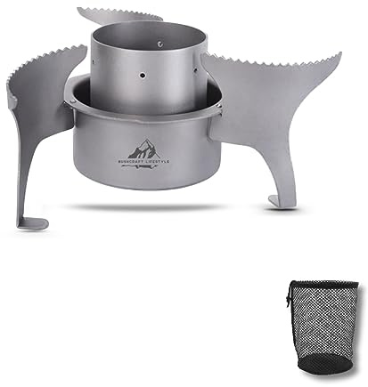 Hornillo de Alcohol de Titanio, extensible hasta 14 cm, ultraligero, para camping 113 gr