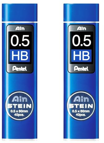 Pentel Ain Stein Mechanische Nachfüllminen – Packung mit 2 Röhren (0,5 mm HB)