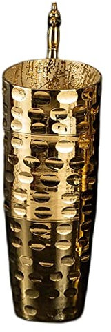 Kunst-Badezimmer-Waschbecken mit vollem Sockel, Standwaschbecken in Gold, modernes Keramik-Badezimmer-Waschbecken, freistehendes Waschbecken (Gold ohne Spiegel)
