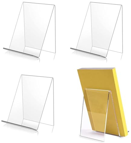 Jsleid 4 Stück Acryl Buchstand, Transparent, Buchaufsteller, Buch Staffelei, Geeignet Für Bücher, Fotos, Kleine Artefakte