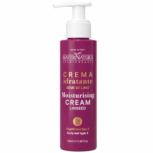 Maternatura, Feuchtigkeitsspendende Lockencreme mit Leinsamen, Styling, um Locken zu definieren, Anti-Frizz-Effekt, Bio Beauty Routine für lockiges Haar, Made in Italy - 100 ml