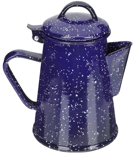 MAGICLULU Emaille-Kaffeekanne Emaillegeschirr Perkolator Kaffeekessel Outdoor Lagerfeuer Wasserkocher Vintage Camping Kaffeekanne Emaille Kaffeekessel Weiße Teekanne Ölkessel Teekanne Weiß Kaffee