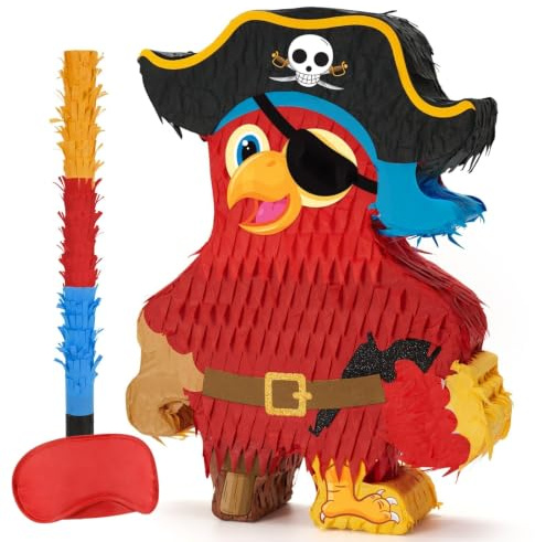 WERNNSAI Piraten Pinata - Piraten Pinata Geburtstag Deko Junge Kinder Pirat Piñata mit Stock Augenbinde Pirat Abenteuer Spiel Geburtstagsparty Dekorationen