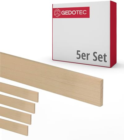 Gedotec Baguettes en bois pour bricoler et construire en hêtre - 95 cm | 5 pièces 5x40x950 mm | BASIC | polyvalent pour bricoler et construire des objets divers