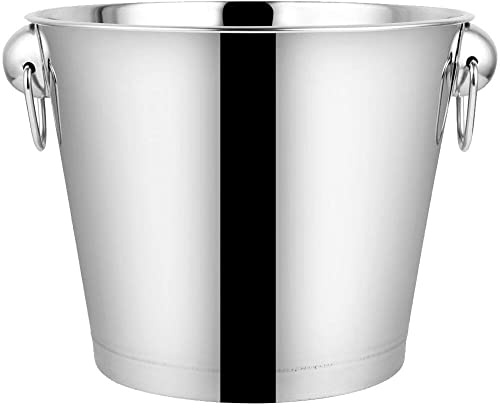 Muteitt Seaux À Glace en Acier Inoxydable 6l, Seau À Champagne Portable, Accessoire De, Baignoire À Boissons avec Poignée Confortable pour Les Fêtes, Bar À Domicile