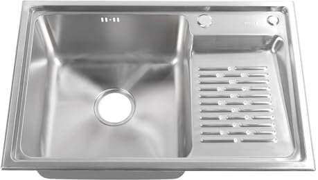 Fockety Lavandino per Lavanderia con ASSE per Lavare, Robusto Acciaio Inossidabile 304 Lavello a Incasso con Vasca Singola Lavabo Lavandino Lavabo da per Lavanderia