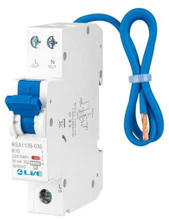 LVE Type A Circuit Breaker RCBO Single Module,B Curve 30mA Current Circuit Protection，6kA Breaking Capacity (Type A-10mA)