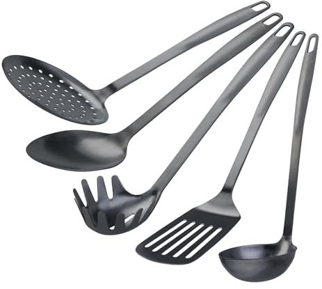 Stanley Rogers Küchenhelfer Set in Schwarz – 5-teiliges Premium Kochbesteck aus rostfreiem Edelstahl für die moderne Küche