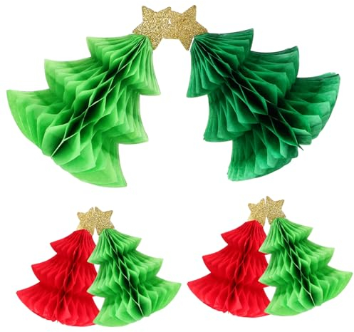Beatifufu Einzigartiger Weihnachts-wabenbaumschmuck 6 Stück Papierdekorationen Für Party-tischdekorationen Weihnachts-wabenbaumschmuck