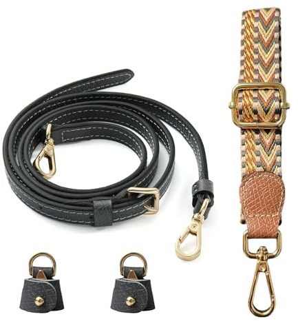 Correa cruzada compatible con bolsa Longchamp LP Xtra XS, kit de conversión, herrajes dorados, Negro con dorado HD