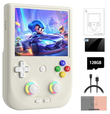 JOYARCH RG406V Retro Handheld Game Console 128GB Built-in 4000+Games, Android 13 Arcade Video Gaming 4-inch 960*720P IPS Touchscreen Support 1080P Output WIFIBluetooth