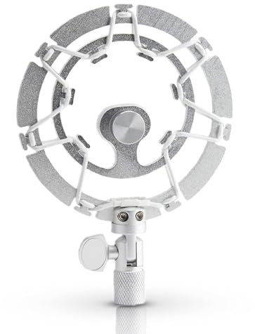 Blue Yeti und Yeti Pro & Snowball Mic Kompatibel Mikrofon Spinne mit Popschutz, Aluminium Mikrofonspinne mit Stoßdämpfer-Funktion für klare Tonaufnahmen mit Kondensatormikrofonen Silber