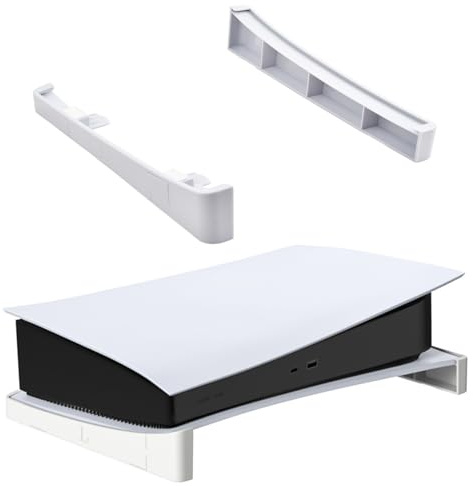 Amexo PS5 horisontellt stativ, Playstation 5-tillbehör med halkfri matta, bas, horisontellt stativ för Playstation 5 Disc & Playstation 5 Digital Editions (vit)