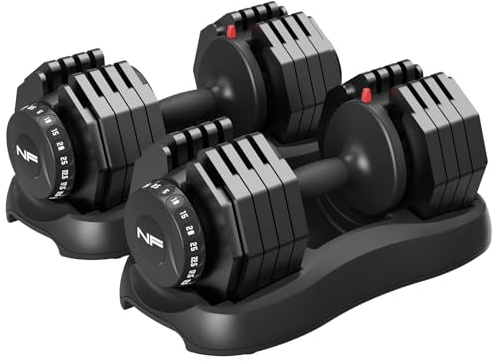 Newpower Fitness 2x25kg Verstellbare Hanteln Set, Einstellbare Platzsparende Hanteln mit Rutschfestem Griff, 10 Gewichtsstufen (2.5-25 kg), Hantel Verstellbar für Körpertraining