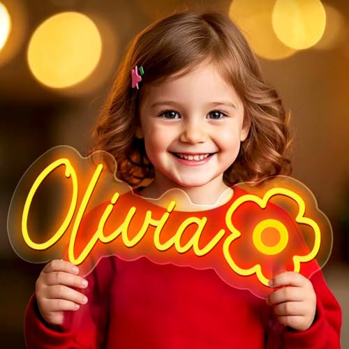 Neon Schild Personalisiert, Led Namensschild Personalisierte Leuchtschilder Bar Anpassbar Neonlicht für Gaming Zimmer Deko Hochzeit, Geburtstag, Party Individuelle Neon Sign Schaufenster, Schlafzimmer