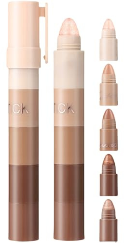 5 in 1 Lazy Shimmer Eyeshadow Stick - Waterproof, Long-Lasting Creamy Eye Makeup for Natural & Sparkling Looks, Blendable Highlighter for Daily & Party - Eyebag Brightening Eye Shadow Pencils