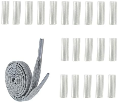 MALOUSUN 20 unidades transparentes de reparación de cordones, cordones de fijación para zapatillas y zapatos de fútbol, reparación de bricolaje con casquillos retráctiles, extremos de cordón de