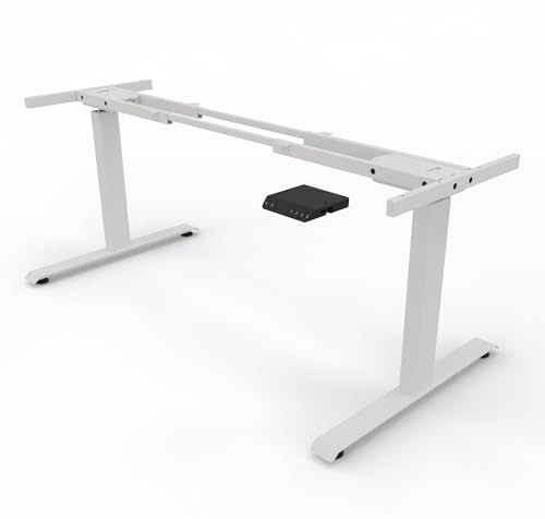 YOS T5 Gestell Weiß für höhenverstellbarer Schreibtisch | Gestell - elektrisch Verstellbarer Schreibtisch, ergonomischer Stehtisch - für alle Plattengrößen von 110 bis 200 cm | Profiqualität