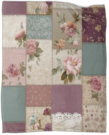 kaiyun Fiori Coperta Stampata in 3D Stile patchwork Copriletto Di Design Biancheria Da Letto in Microfibra Morbida E Calda Biancheria Da Letto Per Divano 80x90inch(200x230cm)