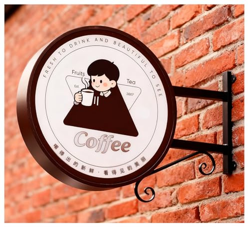 FXNFXLA Lightbox LED Bifacciale Personalizzato, Cartellonistica LED per Negozi con Logo Personalizzato per Esterni, Cartelloni Pubblicitari con Logo/Cartelloni Pubblicitari Aperti Round 50cm