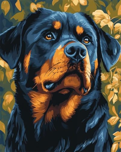 AYAOYANGGO Tier Kreuzstich Set Rottweiler-Porträt Diy-Kreuzstich-Sets Für Erwachsene Mit Nadeln，Scheren-Einfädler，Vordruck Für Die Wanddekoration Zu Hause 11CT 30x40cm
