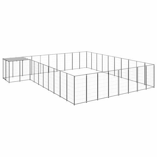 Hundeauslauf für Draußen,Hundezwinger Schwarz 25,41 m² Stahl für Kleine und Mittlere Hunde