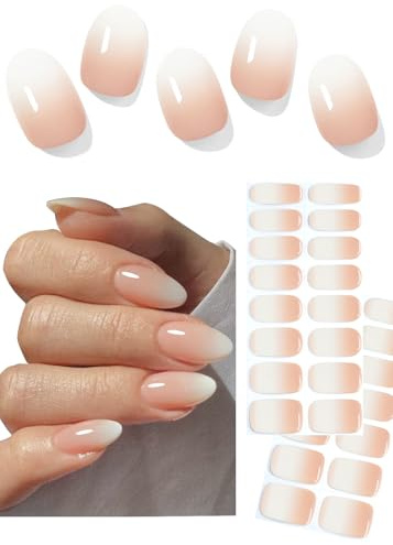 30pcs Autocollants Ongles UV, ombre nude Autocollant Gel UV, Film pour Ongles Autoadhésif Pour Nail Art