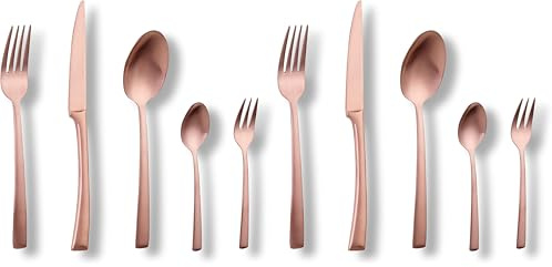 ECHTWERK Tafelbesteck Avelino, Bronze Edition, 30-teilig, Essbesteck für bis zu 6 Personen, Edelstahl 18/10, mattiert, Hochwertiges Besteck Set, für festliche Tafeln, inkl. Aufbewahrungs-Kassette