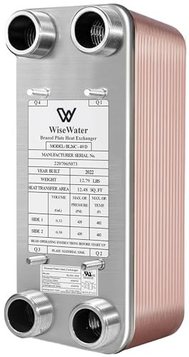 AB Plate Heat Exchanger, 5x 12 40 Plates Water To Water Heat Exchanger, Copper/SS316L Stainless Steel Brazed Plate Heat Exchanger For Floor Heating, Water Heating, Snow Melting
