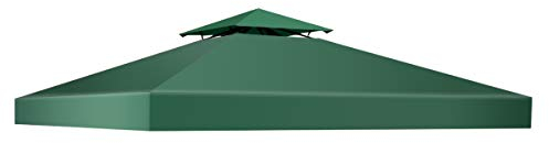 COSTWAY 3x3m Ersatzdach für Pavillon, Pavillondach Ersatzbezug mit Kamindach & Klettverschlüssen (Grün)