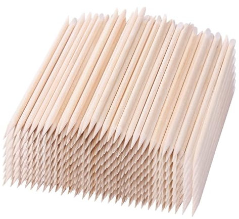 BTYMS 1000 Pcs Orange Wood Sticks 4.5 Inch Cuticle Pusher Wooden Cuticle Remover with Double Sided for Manicures and Pedicures Nail Tools