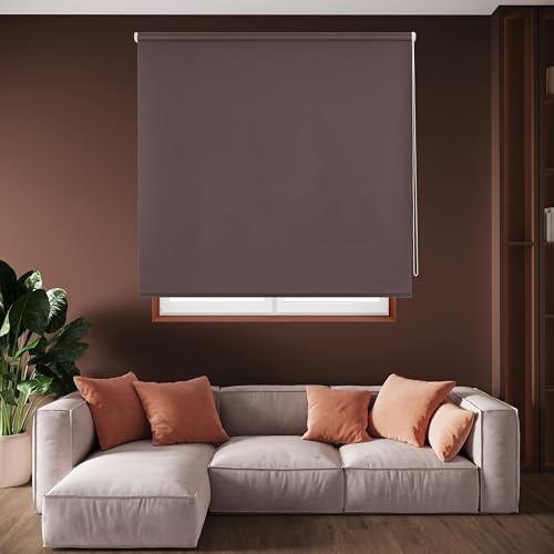 Blindecor Draco | Rollo verdunkelung - Dunkelbraun, 120 x 230 cm (BxH) | Stoffgröße 117 x 225 cm. Thermorollo für fenster