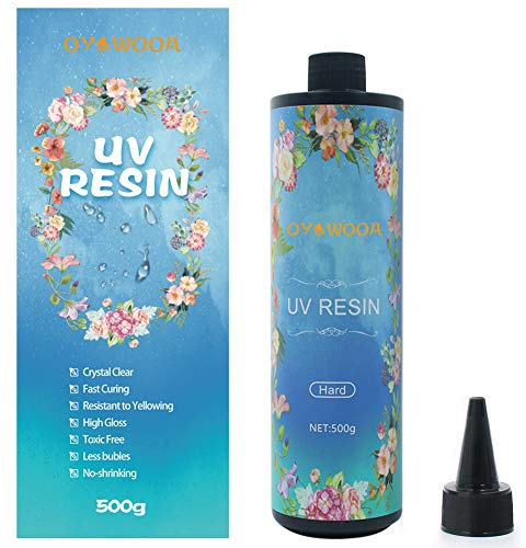 500g Resina UV Cristallo Trasparente Duro Ultravioletto Indurimento Resina Epossidica Ciondoli Artistici Bracciali Orecchini Collane Nail Art Colla UV Resina per la Creazione di Gioielli (DY500)