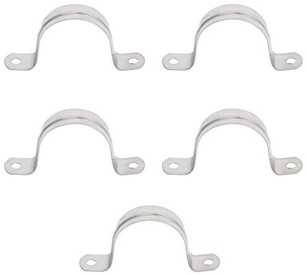 Aopin 50mm Rigid Pipe Strap Clamp 2 Holes Strap U Bracket Tube Strap Tension Clips 201 Stainless Steel, for Pipe Fixing, Silver, 5Pcs