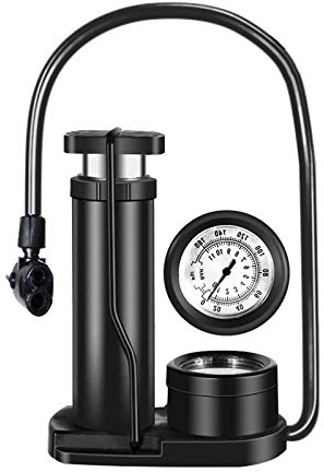 Fahrradpumpe Mini tragbarer Fahrradfuß mit Manometer, Reifenluft Gasball