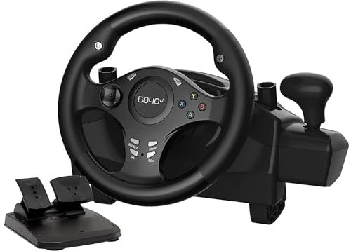 DOYO Gaming Steering Wheel with Pedals, 270 Degree PC Racing Wheel with Vibration Feedback, Steering Wheel for PC, PS4, PS3, Xbox One, Switch, XBOX 360, Android