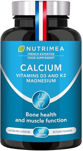 Nutrimea - Calcium Supplement with Magnesium & Vitamin D3 & K2(MK7) | 90 Vegetarian Capsules | 3 per day | Non GMO | Gluten Free | Lactose Free | French Expertise