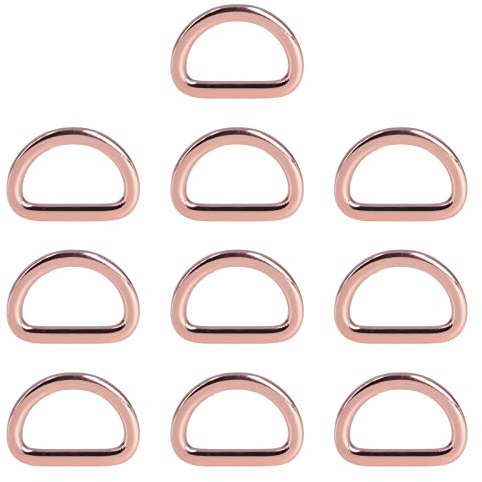 10 Stück Metall D Ring Clip, 20mm/0.8in D Ringe, Halbrund Metall Flache D Förmige Schnalle Clips Zugring für Rucksack Gürtelschnallen Taschen Gürtel Handtaschen Bastelzubehör, Karabiner (Roségold)