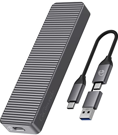 GiGimundo M.2 NVMe & SATA Enclosure, Dual-Protocol SSD Enclosure USB 3.2 Gen2 10Gbps, NVMe External Caddy Support UASP & TRIM, M.2 Caddy for M/B+M Key SSD 2230/2242/2260/2280, Gray