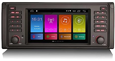 GONFEN 7 Zoll Android 13 Autoradio GPS Navi mit Bluetooth Freisprecheinrichtung für BMW 5er E39 X5 E53 M5 Unterstützung Carplay Mirror Link WiFi DSP FM RDS Canbus DAB+ OBD2 32GB ROM