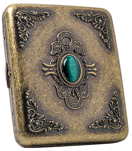Goshentech Vintage-Gehäuse metallbeschichtetes Kupfer Oberflächenimitation Smaragd-Ornament 18-20 Kapazität Geschenkbox-Verpackung (Bronze, 85 mm, King-Size-Größe)