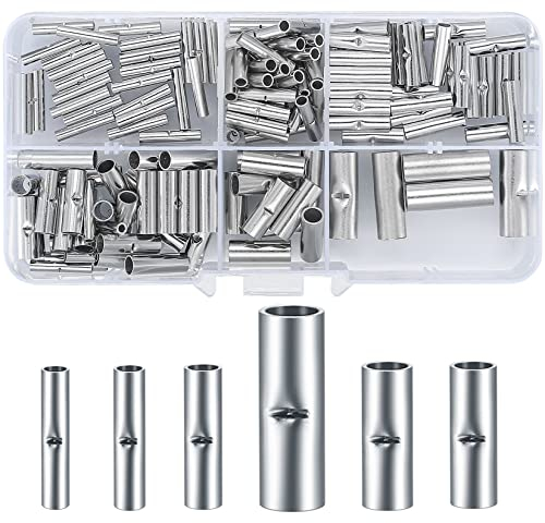 woshilaoDS 120 Pièces Connecteurs Bout à Bout Non Isolés, 16-22 AWG Kit de Cosses Électriques a Sertir Bout à Bout, Câble de Virole Cosses de Fils à Raccordement Non Isolées