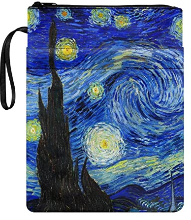 Poceacles Funda para libro con patrón de noche estrellada, cubierta de libro para amantes de los libros, cubierta de libro de tapa dura y tapa blanda, bolsa con cremallera, protector para mujeres y