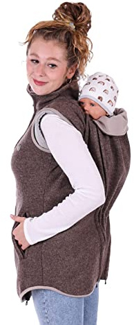 Viva la Mama - Wollweste Trageweste aus Wolle zum Babytragen Umstandsweste - PEVE - braun - S