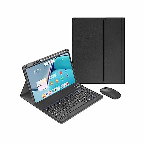 Etui Clavier pour Honor Pad, Clavier Bluetooth Détachable Magnétique sans Fil (Disposition QWERTY) avec Souris Bluetooth, Housse Protectrice en PU avec Porte-Stylo,Noir,Pad 8 (12)